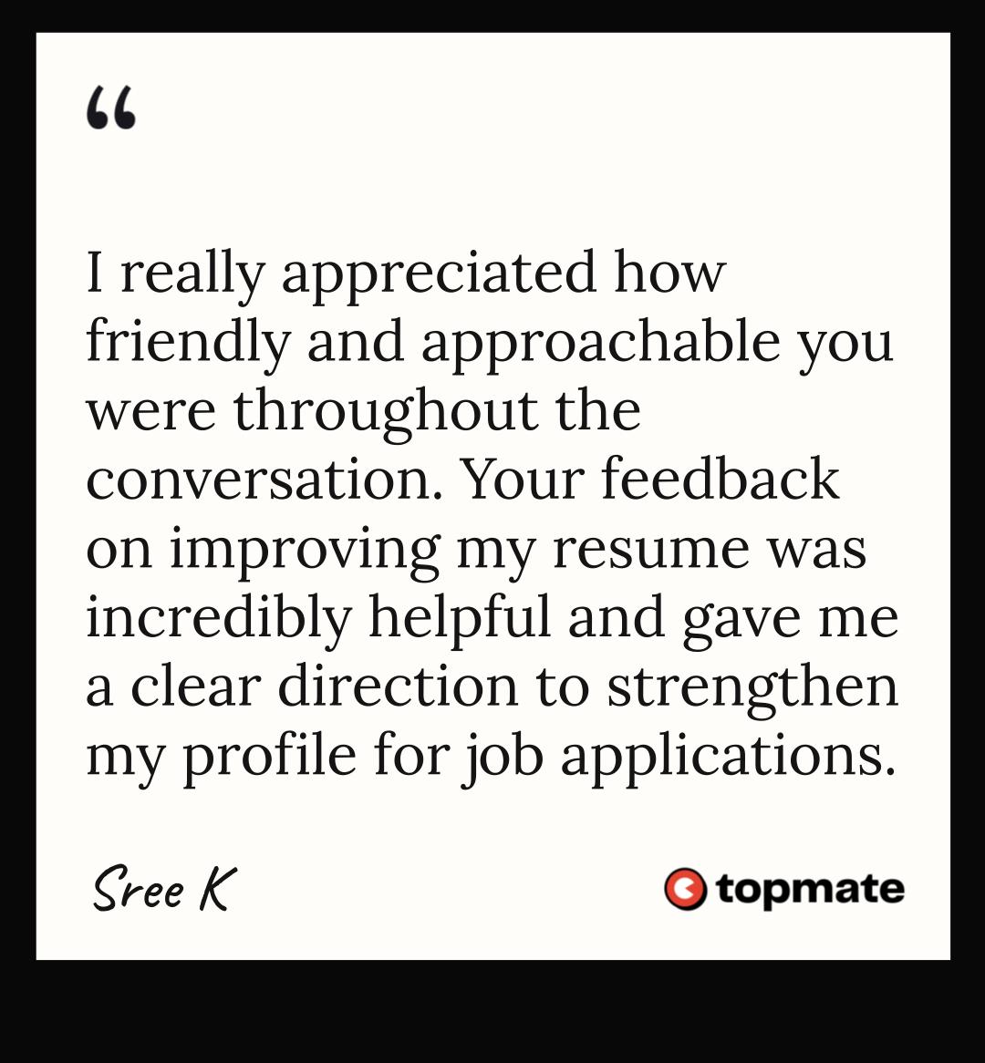 Testimonial from Sree